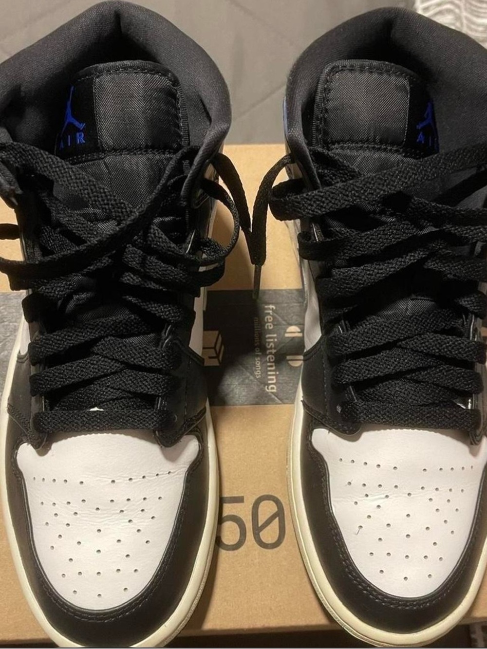Nike Air Jordan 1 Mid Black/White with Blue Jumpman